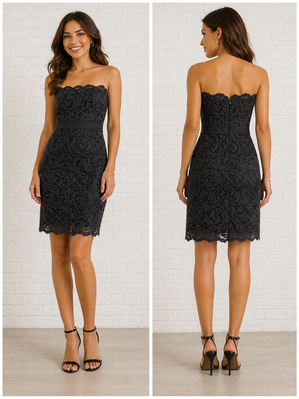 Velvet by Graham & Spencer Strapless Lace Dress Size Small Black Cocktail Party